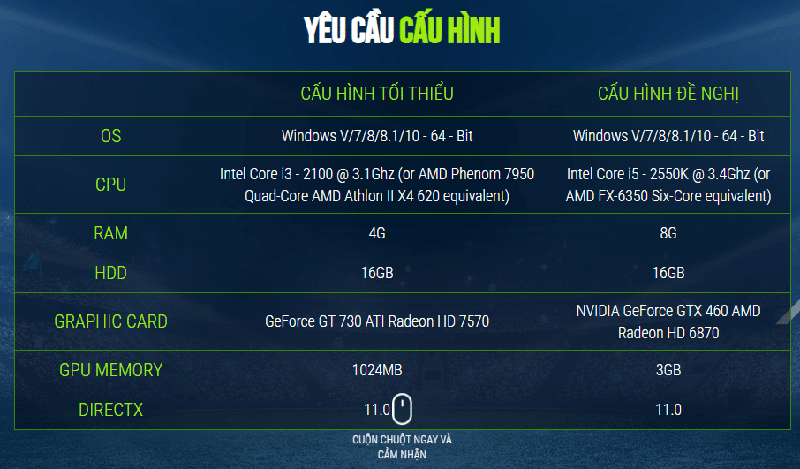 Cách Tải Fifa Online 4 Về PC Nhanh Nhất Cấu hình yêu cầu để tải FiFa Online 4